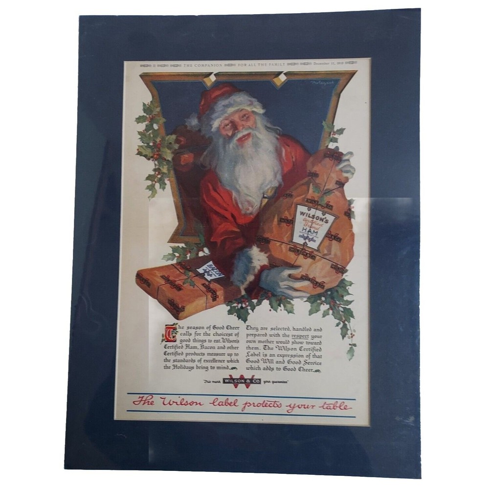 Antique December 11, 1919 Wilson's Certified Ham Navy Matted Advertisement